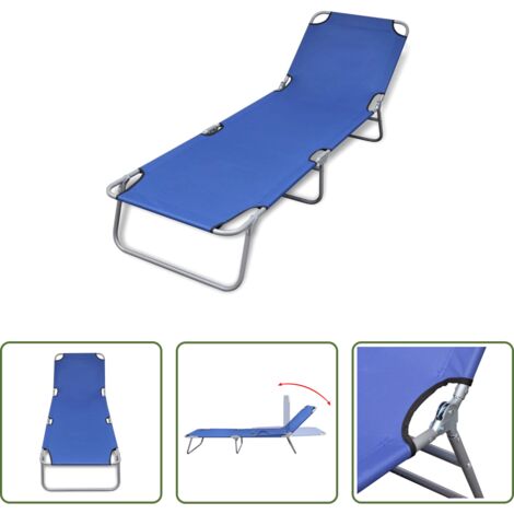 vidaXL Lettino per vacanze -  Lettino Prendisole Pieghevole Acciaio Verniciato a Polvere Blu
