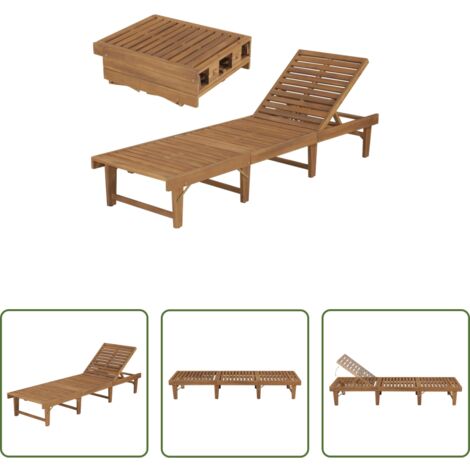 vidaXL Lettino pieghevole -  Lettino Prendisole Pieghevole in Legno Massello di Acacia