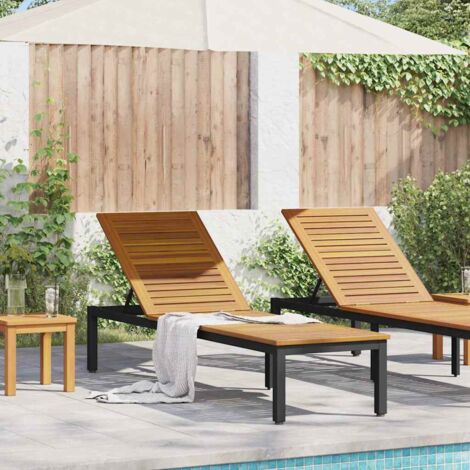 vidaXL Lettino prendisole 1-persona Nero 200 x 55 x 35cm