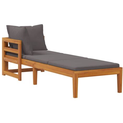 vidaXL Lettino Prendisole con 1 Bracciolo Grigio Scuro Massello Acacia