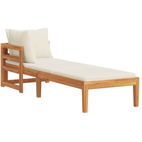 vidaXL Lettino Prendisole con Bracciolo Bianco Crema Acacia