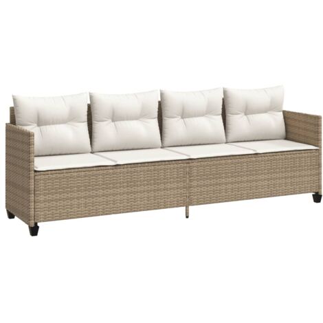 vidaXL Lettino Prendisole con Cuscini Beige in Polyrattan