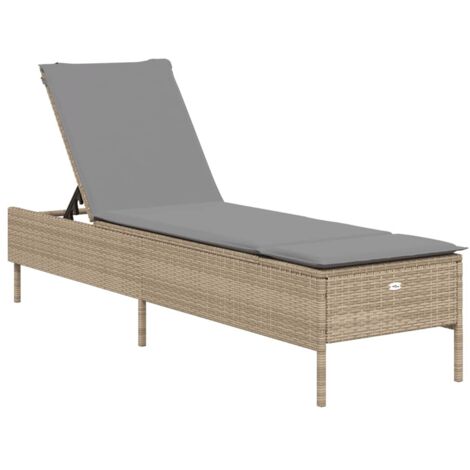 vidaXL Lettino Prendisole con Cuscini Beige in Polyrattan