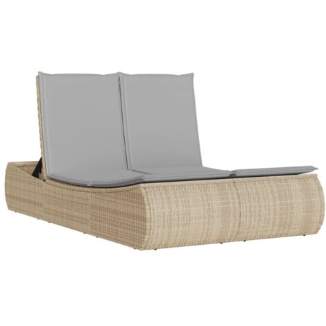 vidaXL Lettino Prendisole con Cuscini Beige in Polyrattan