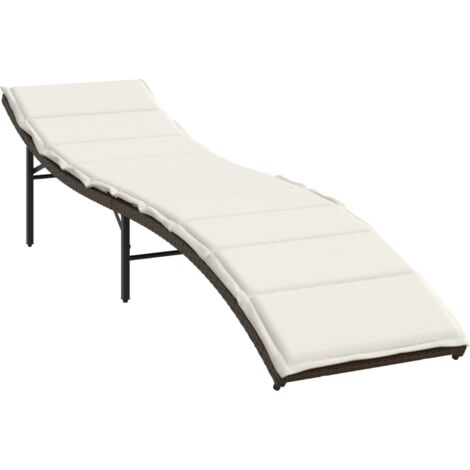 vidaXL Lettino Prendisole con Cuscino Marrone 55x199x50 cm Polyrattan