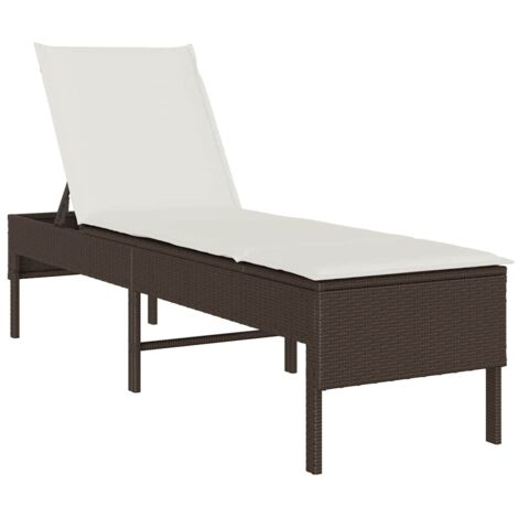 vidaXL Lettino Prendisole con Cuscino Marrone 55x200x44 cm Polyrattan