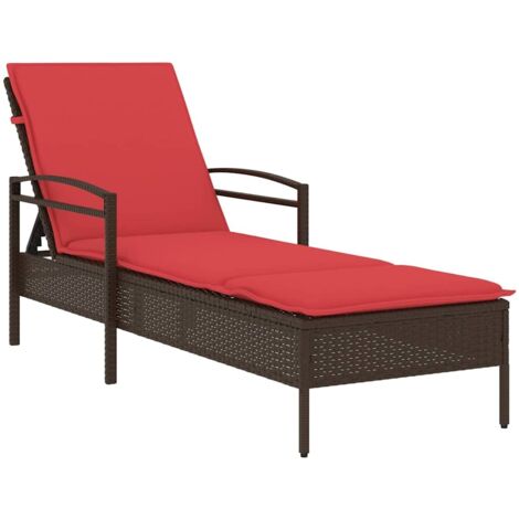 vidaXL Lettino Prendisole con Cuscino Marrone 63x200x81 cm in Polyrattan (solo USA)