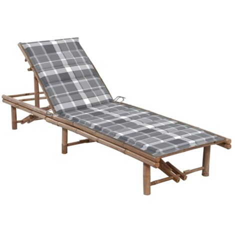 vidaXL Lettino Prendisole da Giardino con Cuscino in Bambù