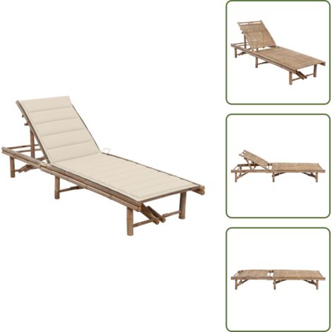 vidaXL Lettino Prendisole da Giardino con Cuscino in Bambù