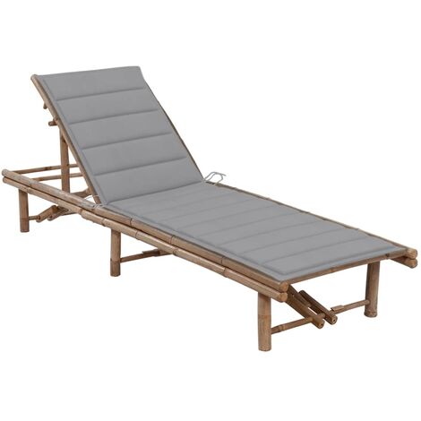 vidaXL Lettino Prendisole da Giardino con Cuscino in Bambù