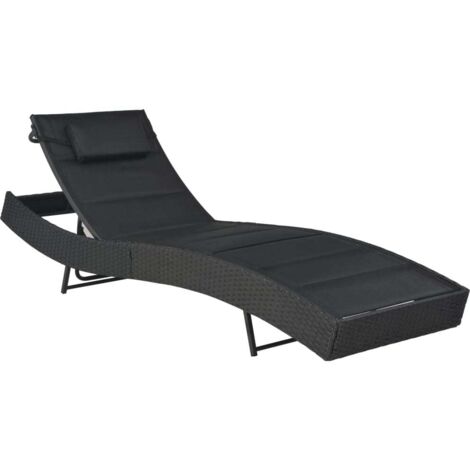 vidaXL Lettino Prendisole in Polyrattan e Textilene Nero