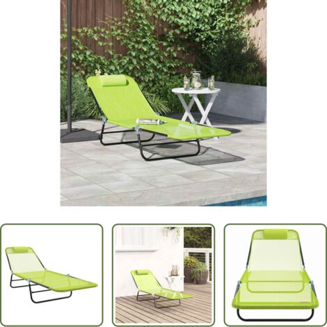 vidaXL Lettino prendisole - Lettino prendisole pieghevole Verde 182 x 55 x 85,5 cm