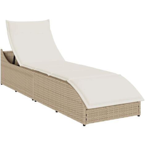 vidaXL Lettino Prendisole Pieghevole con Cuscino e Portaoggetti Beige