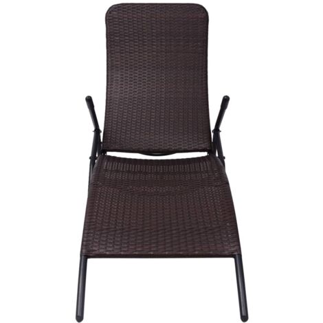 vidaXL Lettino Prendisole Pieghevole in Polyrattan Marrone