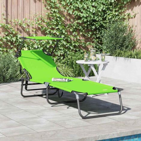 vidaXL Lettino prendisole pieghevole Verde 56 x 190 x 81cm Tessuto