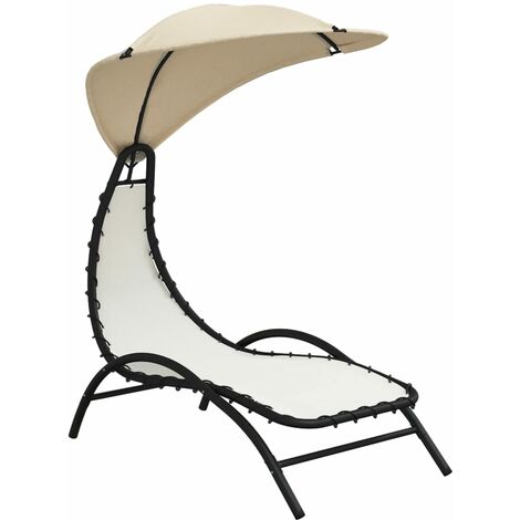vidaXL Lettino Prendisole Tettuccio Crema 167x80x195cm Tessuto Acciaio