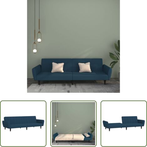 vidaXL Letto a 2 posti -  Divano Letto a 2 Posti Blu in Velluto