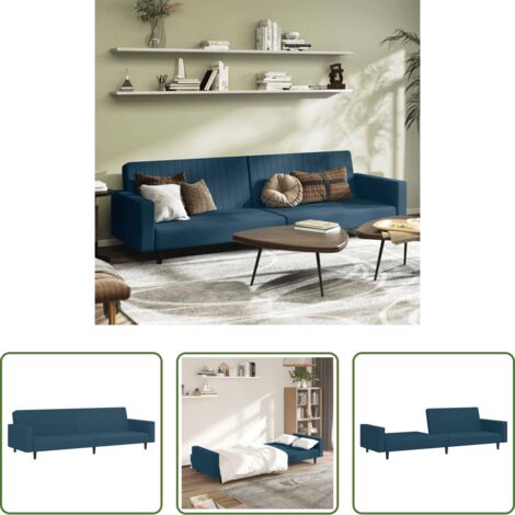 vidaXL Letto a 2 posti -  Divano Letto a 2 Posti Blu in Velluto