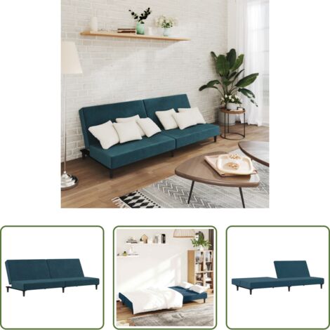 vidaXL Letto a 2 posti -  Divano Letto a 2 Posti Blu in Velluto