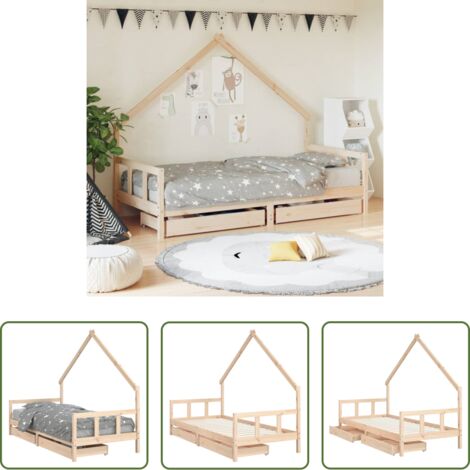 vidaXL Letto a casetta -  Giroletto Bambini con Cassetti 90x200 cm Legno Massello di Pino