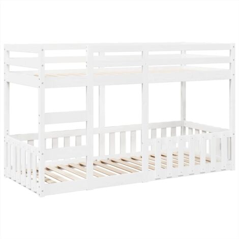 vidaXL Letto a Castello Bianco 80x200 cm in Legno Massello di Pino