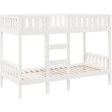vidaXL Letto a Castello Bianco 90x190 cm in Legno Massello di Pino