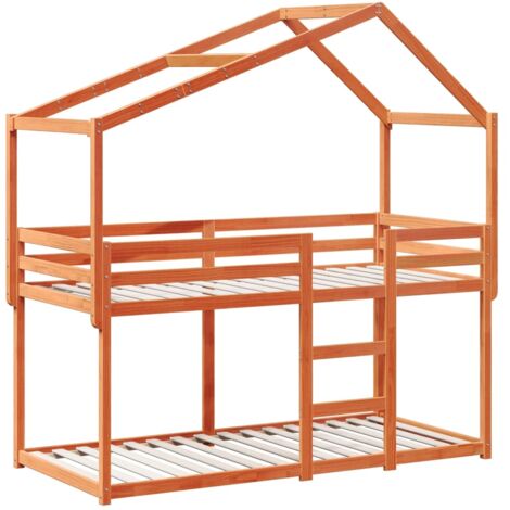 vidaXL Letto a Castello con Tetto Cera 80x200 cm Legno Massello Pino