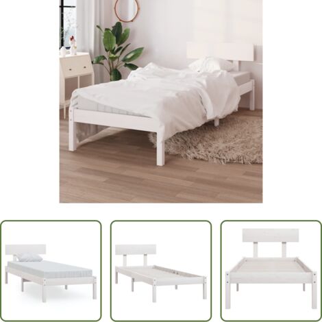 vidaXL Letto a castello -  Giroletto Bianco in Legno Massello di Pino 90x190 cm Single