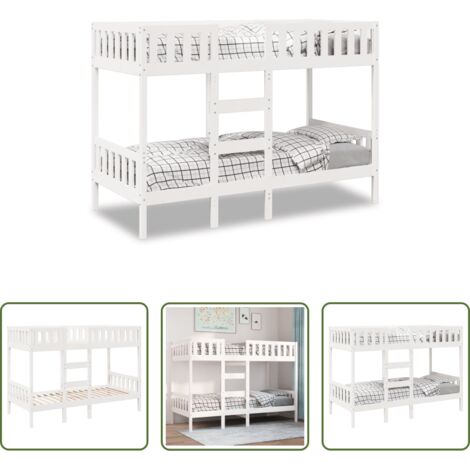 vidaXL Letto a castello in pino -  Letto a Castello Bianco 90x190 cm in Legno Massello di Pino