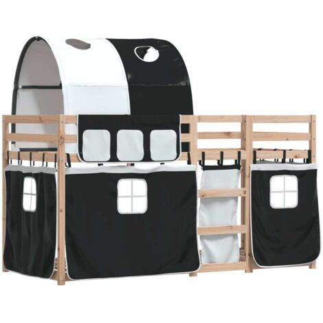 vidaXL Letto a Castello senza Materasso Bianco e Nero 90x200cm in Pino