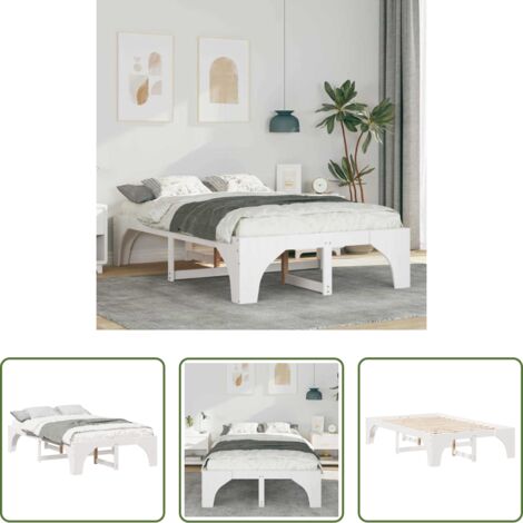 vidaXL Letto a doghe -  Struttura del letto Bianco 120 x 190 cm Pino massello