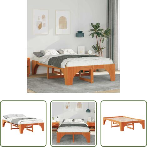 vidaXL Letto a doghe -  Struttura del letto Marrone 120 x 190 cm Pino massello