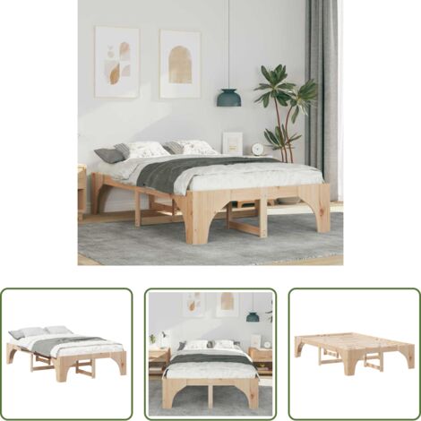 vidaXL Letto a doghe -  Struttura del letto Marrone 120 x 190 cm Pino massello