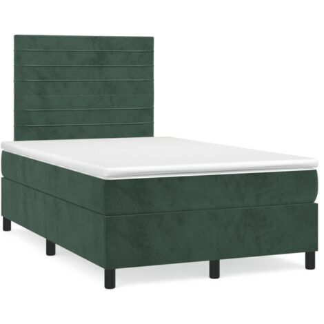 vidaXL Letto a Molle con Materasso e LED Verde Scuro 120x190cm Velluto
