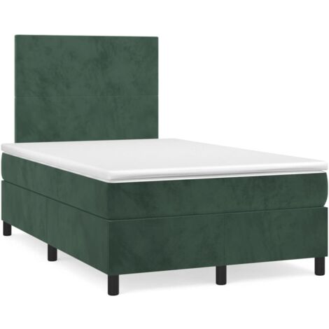 vidaXL Letto a Molle con Materasso e LED Verde Scuro 120x190cm Velluto