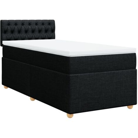 vidaXL Letto a Molle con Materasso Nero Singolo in Tessuto