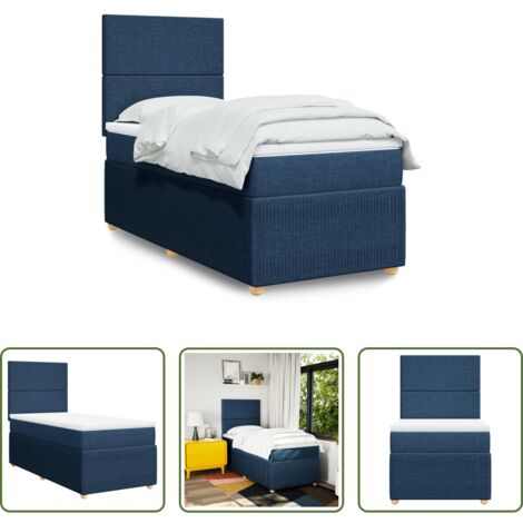vidaXL Letto a molle -  Giroletto a Molle con Materasso Blu 80x200 cm inTessuto