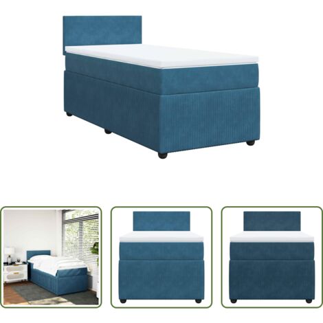 vidaXL Letto a molle -  Giroletto a Molle con Materasso Blu 90x190 cm in Velluto