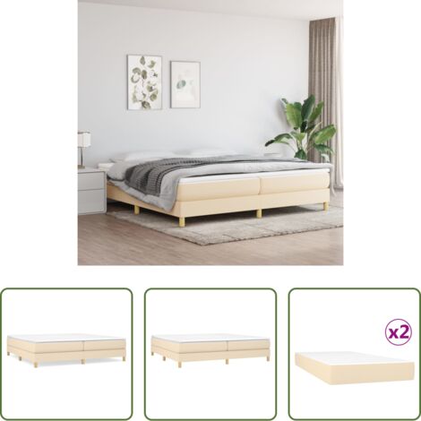 vidaXL Letto a molle -  Giroletto a Molle con Materasso Crema 200x200 cm in Tessuto