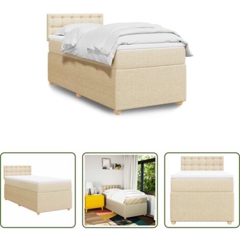 vidaXL Letto a molle -  Giroletto a Molle con Materasso Crema 80x200 cm inTessuto