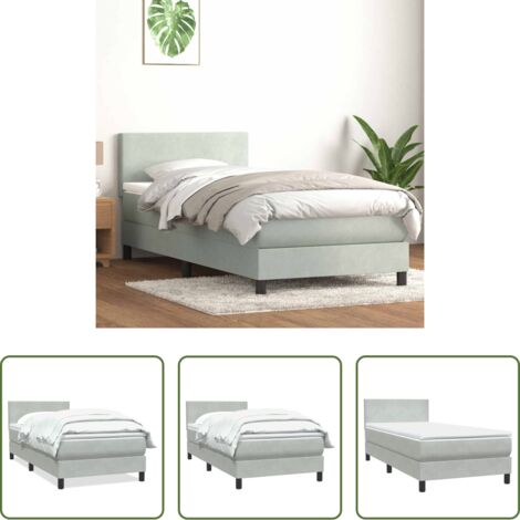 vidaXL Letto a molle -  Giroletto a Molle con Materasso Grigio Chiaro 80x220 cm Velluto