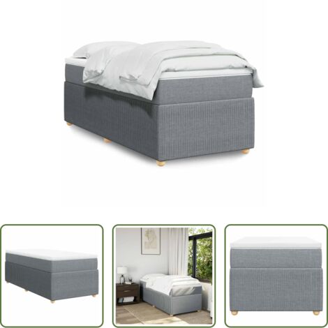 vidaXL Letto a molle -  Giroletto a Molle con Materasso Grigio Chiaro 90x190 cm Tessuto