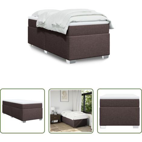 vidaXL Letto a molle -  Giroletto a Molle con Materasso Marrone Scuro 90x190cm Tessuto