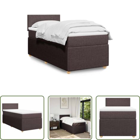 vidaXL Letto a molle -  Giroletto a Molle con Materasso Marrone Scuro 90x200 cm Tessuto