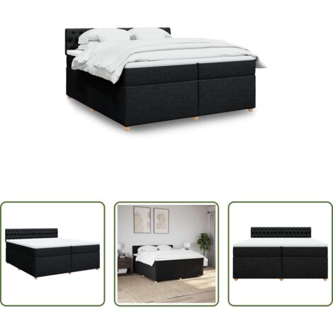 vidaXL Letto a molle -  Giroletto a Molle con Materasso Nero 200x200 cm in Tessuto