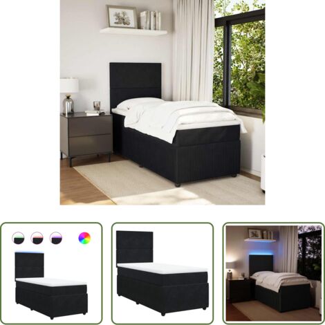 vidaXL Letto a molle - Giroletto a Molle con Materasso Nero 80x200 cm in Velluto