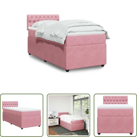 vidaXL Letto a molle -  Giroletto a Molle con Materasso Rosa 100x200 cm in Velluto