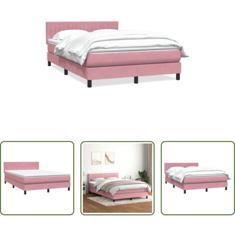 vidaXL Letto a molle -  Giroletto a Molle con Materasso Rosa 160x210 cm in Velluto