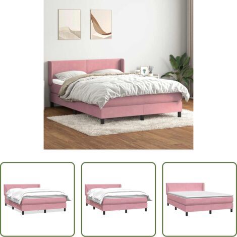 vidaXL Letto a molle -  Giroletto a Molle con Materasso Rosa 160x210 cm in Velluto