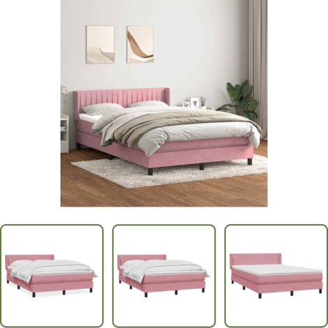 vidaXL Letto a molle -  Giroletto a Molle con Materasso Rosa 160x210 cm in Velluto